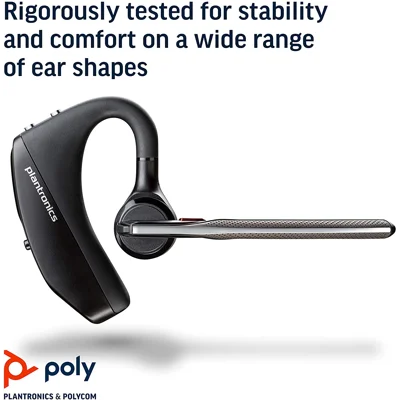 Poly Voyager 5200 Bluetooth Headset (Plantronics) - Single-Ear (Mono) Bluetooth Earpiece with Noise Canceling Mic - Cell/Mobile Phone Headset