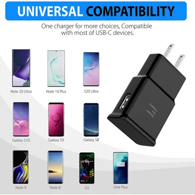 Adaptive Fast Charger Kit with USB Type C Charger Cable Cord (4ft) Compatible with Samsung Galaxy S21/S21 Ultra/S20/S20 Plus/S8/S8 Plus/S9/S9 Plus/S