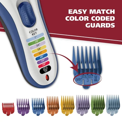Wahl Color Pro Cordless Rechargeable Hair Clipper & Trimmer – Easy Color-Coded Guide Combs - for Men, Women, & Children – Model 9649