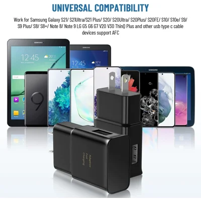 Adaptive Fast Charger Type C with Android Phone Charger C Cable for Samsung Galaxy S21/S21 Ultra/S10/S9/S8/S22/S22+/S22 Ultra/S20/S10 Plus/S10e/Note