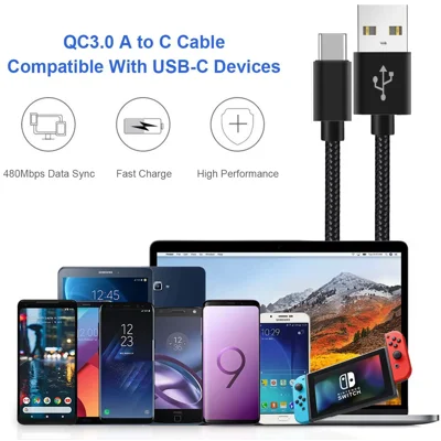 Type C Charger Cord Cable 3-3-6FT for Samsung A12 A21 A11 S20 S22 S21 Plus Ultra Galaxy Note 10 20 A10E A20 A50 S10 S10E A31 LG Stylo 6 4 5 V40 G8 T