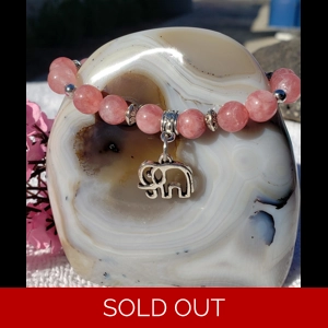 Elephant Strawberry Quartz Bracelet