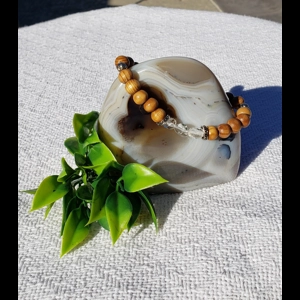 Clear Quartz & Olive Wood Bracelet