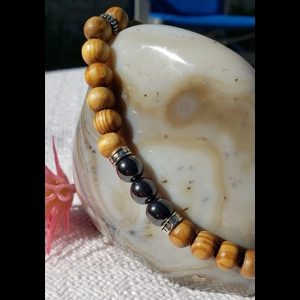 Hematite & Olive Wood Bracelet