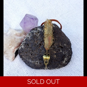 Genuine Citrine And Raven Necklace