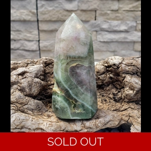 Green Fluorite Tower With Druzy Opening