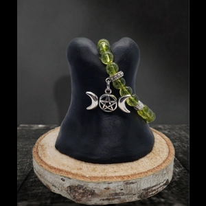 Peridot Triple Moon Pentacle Bracelet