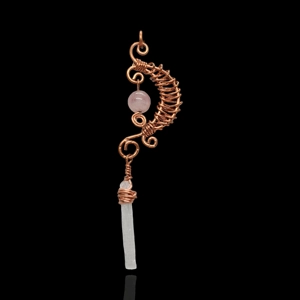 Rose Quartz, Satin-spar Selenite Crescent Moon Necklace