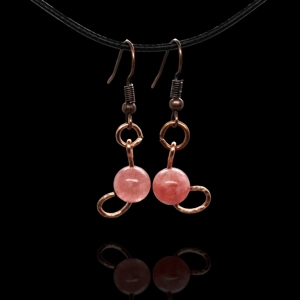 Strawberry Quartz Copper Earrings