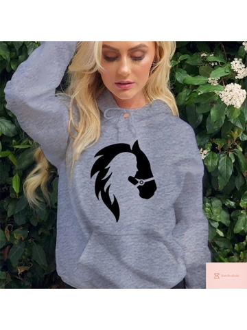 Horse Print Womens Hooded Sweatshirt