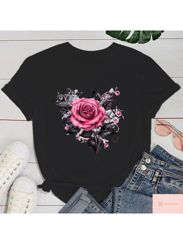 Floral Print Casual Womens T-Shirt