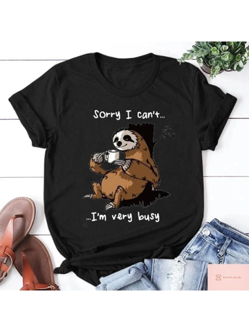 Busy Sloth Womens Summer T-Shirt