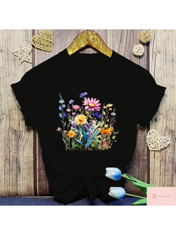 **Floral Print Short Sleeve T-Shirt**