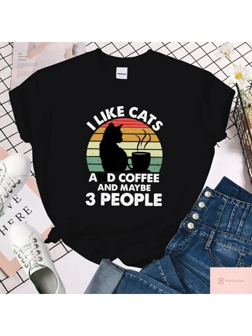 Cute Cat Coffee Spring T Shirt