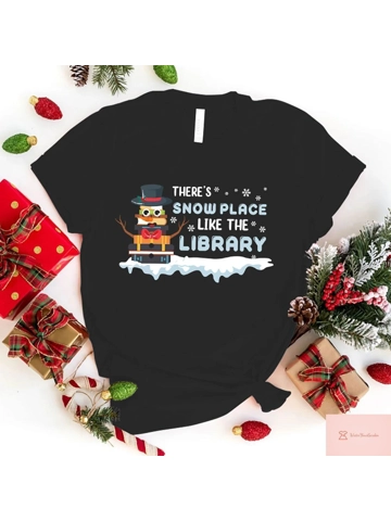 Fashionable Unisex Christmas Library Tee