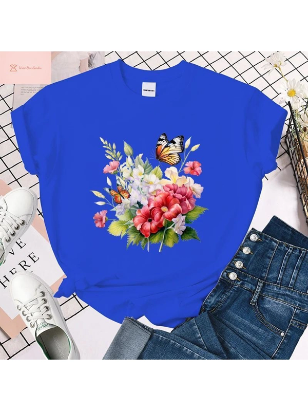 Funny Flower Print Womens T-Shirt
