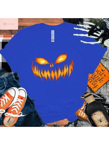 Womens Halloween Pumpkin Print Tee
