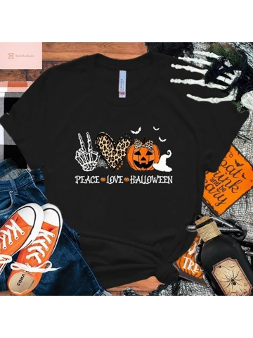 Peace Love Halloween Graphic Tee for All