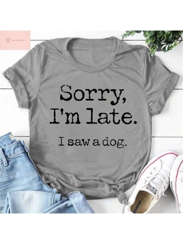 Casual Womens Dog Print T-shirt