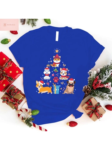 Christmas Dog Tree Printed T-Shirt