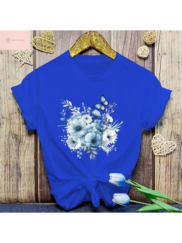 Floral Print Unisex Casual T-Shirt
