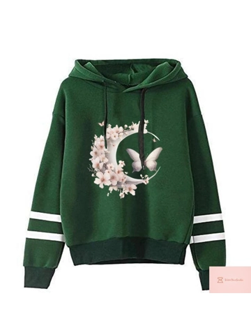 Butterfly Print Casual Hooded Sweatshirt