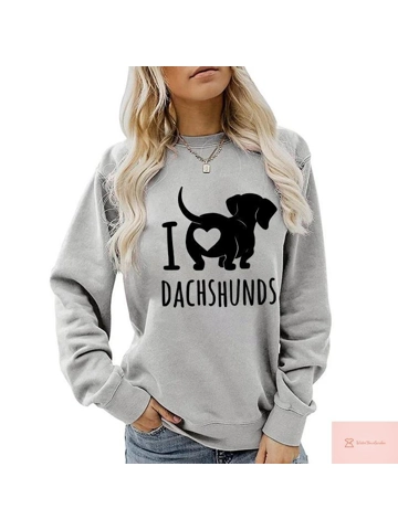 Dachshund Print Casual Long Sleeve Sweatshirt