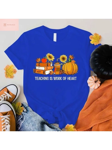 Fall Book Coffee Pumpkin Teacher T-Shirt