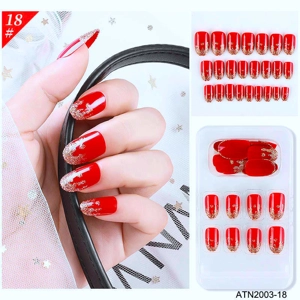 Gold Glitter Red Press On Nails