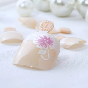 French Tips Press On Toe Nails Flowers Design HY-TN-4066