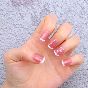 Short French Sliver Glue On Nails