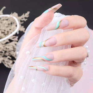 Minted Wave Pattern Glue On Nails