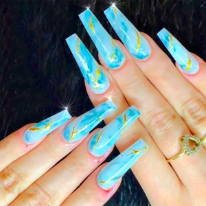 Gold Silk Jade Ballerina Glue On Nails
