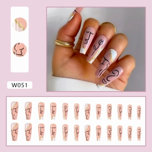 Abstract Hand Drawn Flowers Ballerina Press On Nails