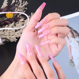 Light Pink French Tips Long Press On Nails