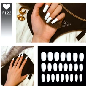 White acrylic Style Ballerina Press On Nails
