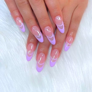 Lilac Round Tips Oval Press On Nails