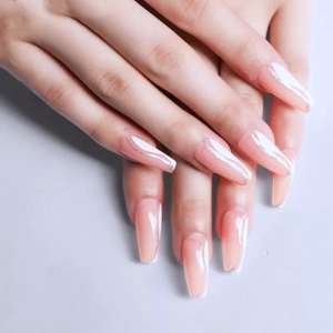 Nude Sliver Sliver Line Press On Nails