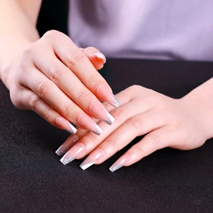 Sliver Strip Ballerina Medium Glue On Nails