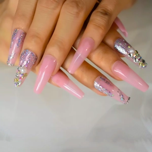 Pink Acrylic Style Luxury Press On Nails
