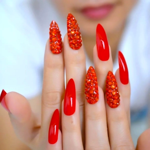 Red stiletto Press On Nails