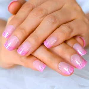 Acrylic Style Luxury Short Press On Nails LS0476