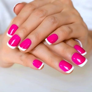 Acrylic Style Pink French Tips Press On Nails