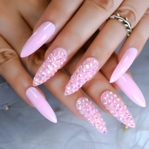 Acrylic Style Pink Stiletto Press On Nails