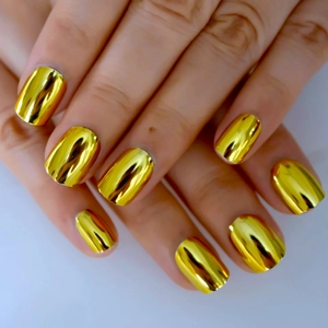 Gold Square Short Press On Nails