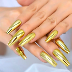 Gold Ballerina Long Press On Nails