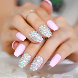 3D Pink Short Ballerina Press On Nails