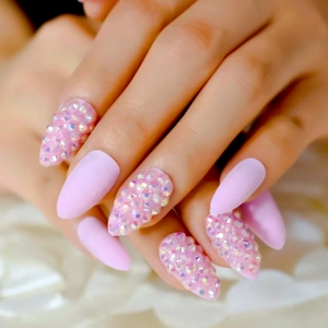 3D Pink Short Stiletto Press On Nails