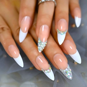 Stiletto 3D French Tips Press On Nails