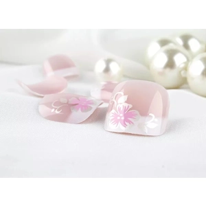 French Tips Press On Toe Nails Flowers Design HY-TN-4065